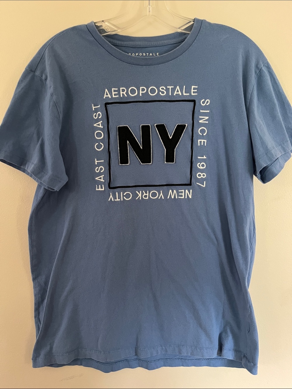 Aeropostale Blue NY Logo Short Sleeve Tee